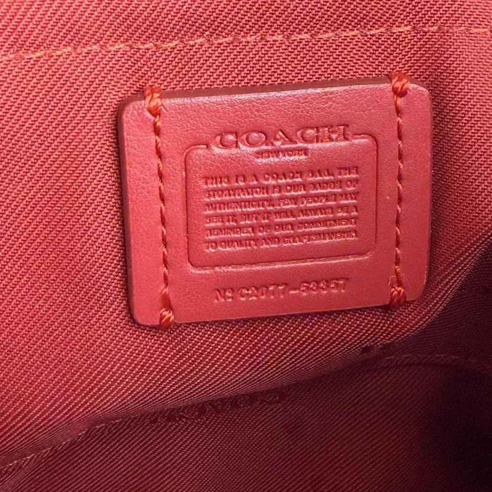 Coach Crossbody Bag Womens Small Red Pebbled Leather Zip Top Purse F54857